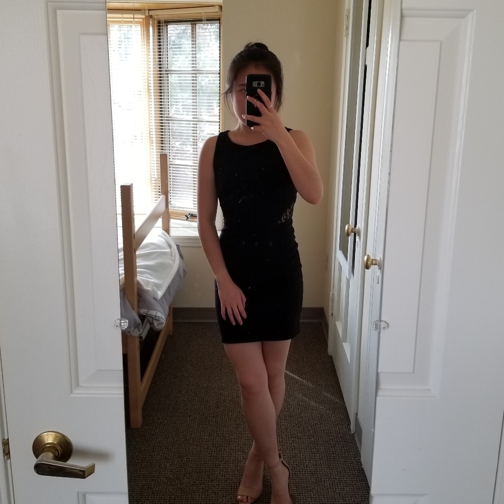 Black Sheath Dress w/ Lace Cutouts